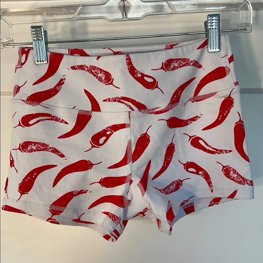 Savage Barbell Chili Pepper Print Booty Shorts